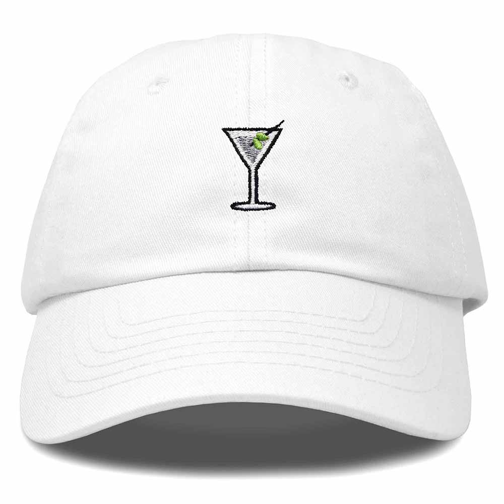 Dalix Martini Embroidered Cap Cotton Baseball Cute Cool Dad Hat Womens in White