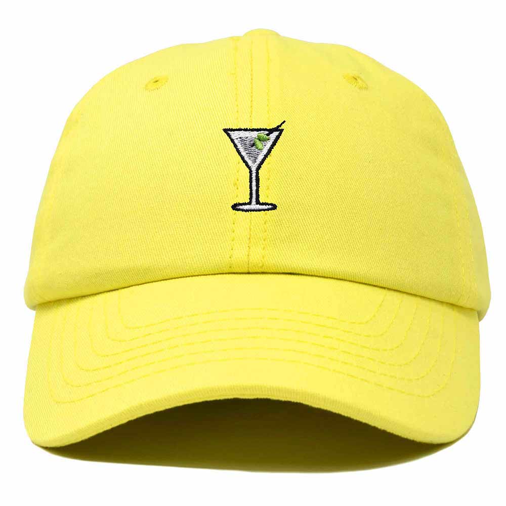 Dalix Martini Embroidered Cap Cotton Baseball Cute Cool Dad Hat Womens in Yellow