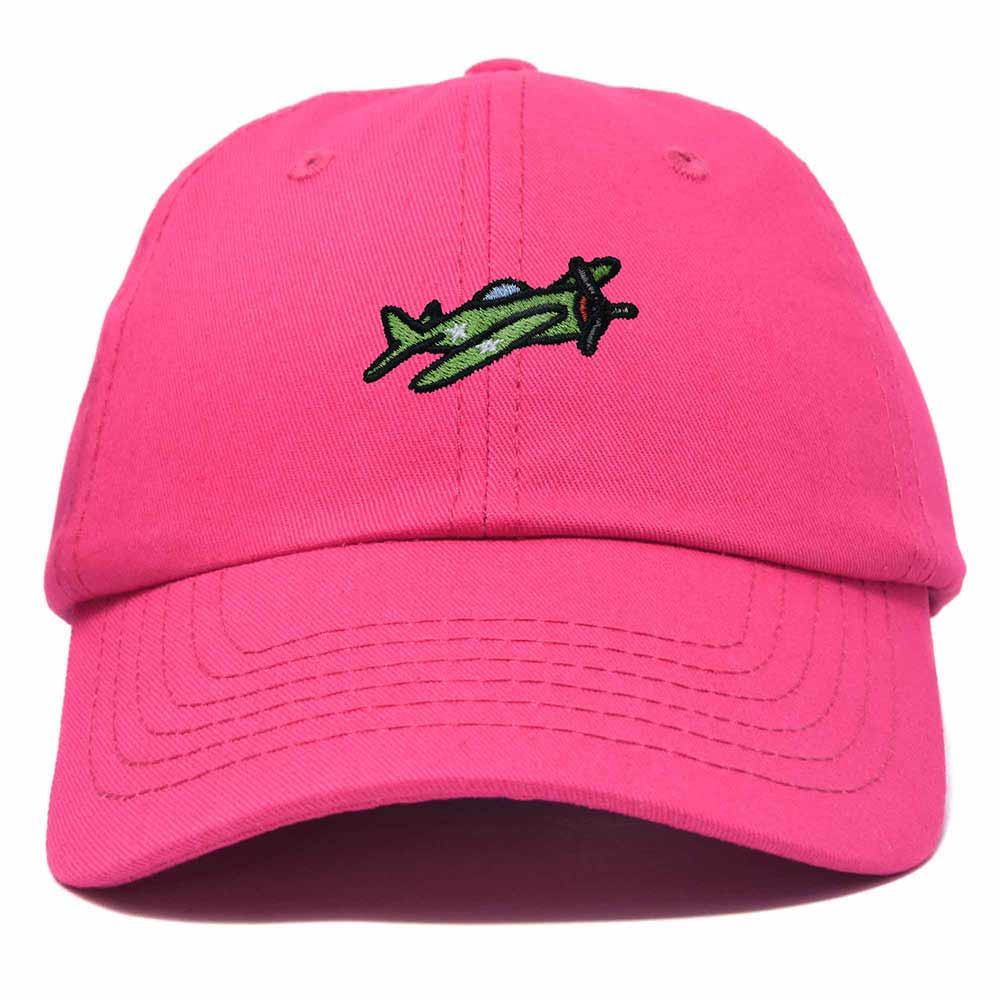 Dalix Military Plane Embroidered Cap Cotton Baseball Hat Airplane Jet Men in Hot Pink