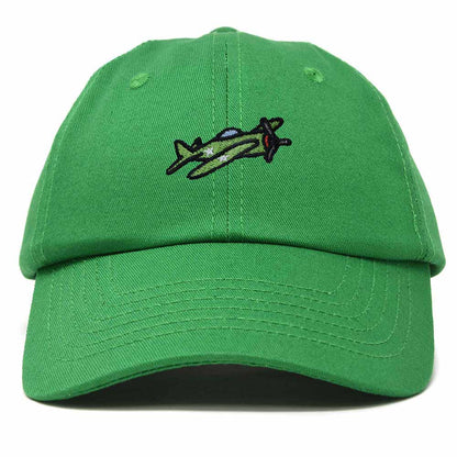Dalix Military Plane Embroidered Cap Cotton Baseball Hat Airplane Jet Men in Kelly Green