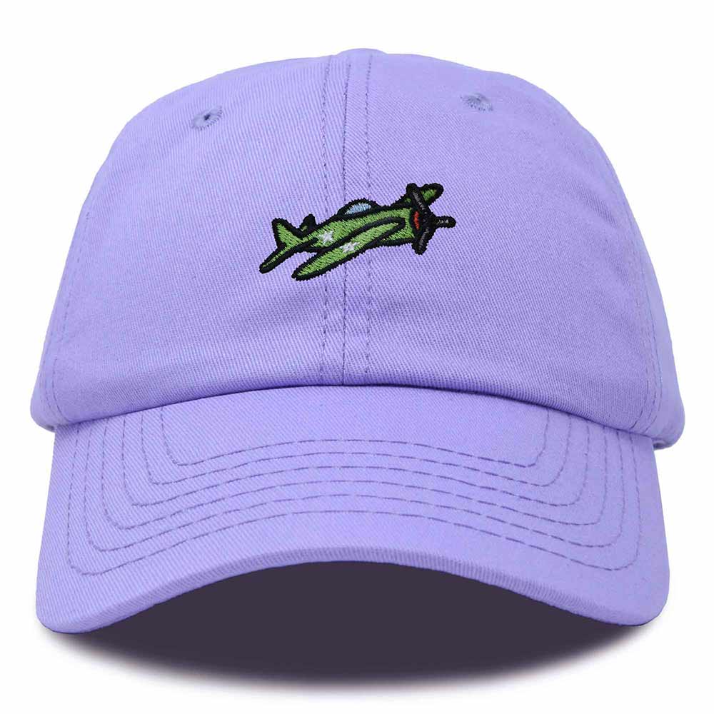 Dalix Military Plane Embroidered Cap Cotton Baseball Hat Airplane Jet Men in Lavender