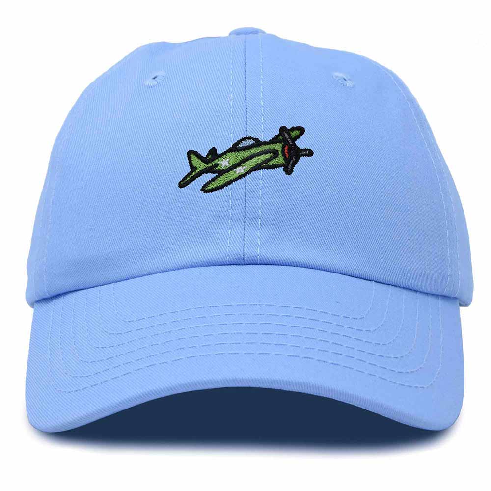 Dalix Military Plane Embroidered Cap Cotton Baseball Hat Airplane Jet Men in Light Blue
