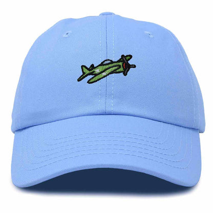 Dalix Military Plane Embroidered Cap Cotton Baseball Hat Airplane Jet Men in Light Blue