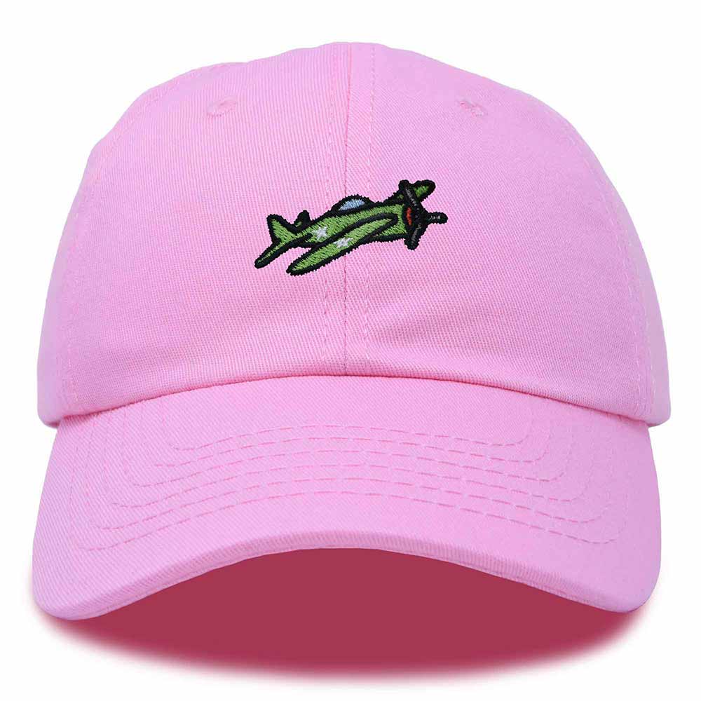 Dalix Military Plane Embroidered Cap Cotton Baseball Hat Airplane Jet Men in Light Pink
