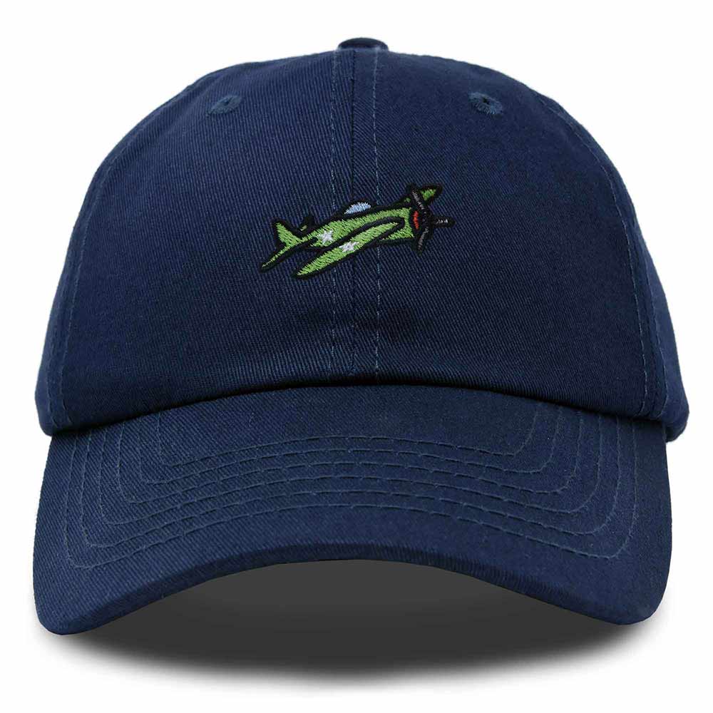 Dalix Military Plane Embroidered Cap Cotton Baseball Hat Airplane Jet Men in Navy Blue