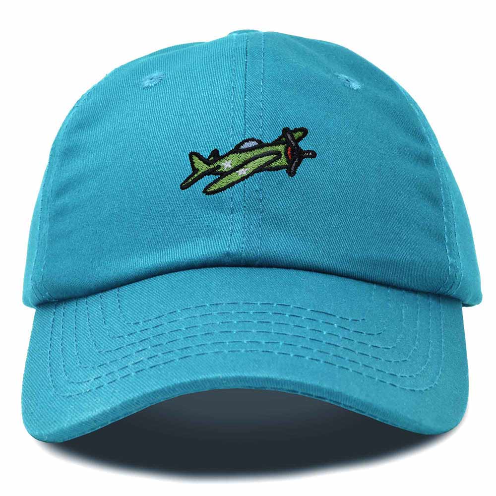 Dalix Military Plane Embroidered Cap Cotton Baseball Hat Airplane Jet Men in Teal