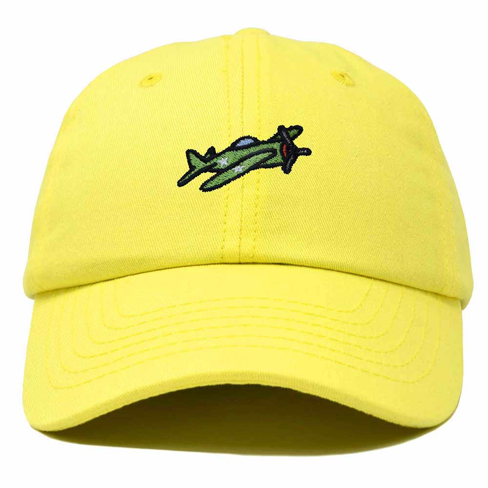 Dalix Military Plane Embroidered Cap Cotton Baseball Hat Airplane Jet Men in Yellow