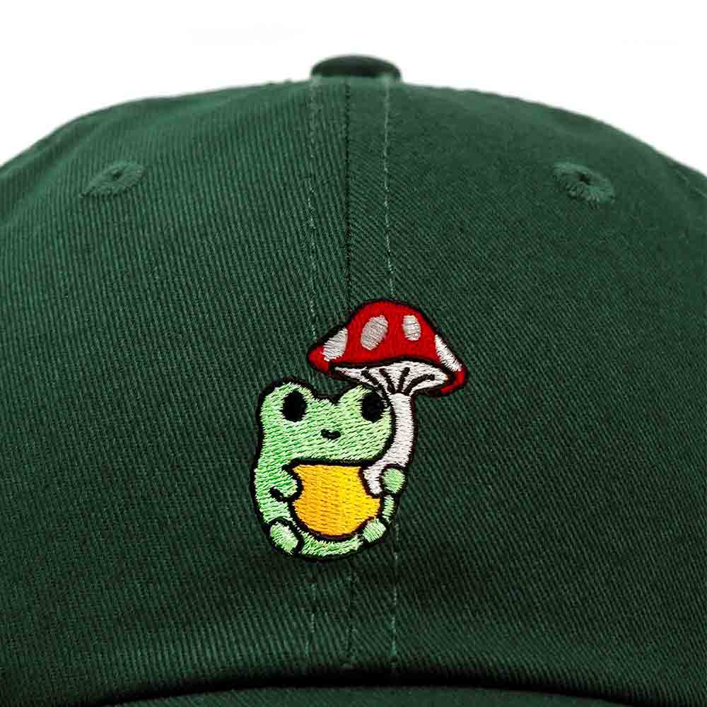 Dalix Mushroom Frog Embroidered Dad Cap Cotton Baseball Hat Women in Navy Blue