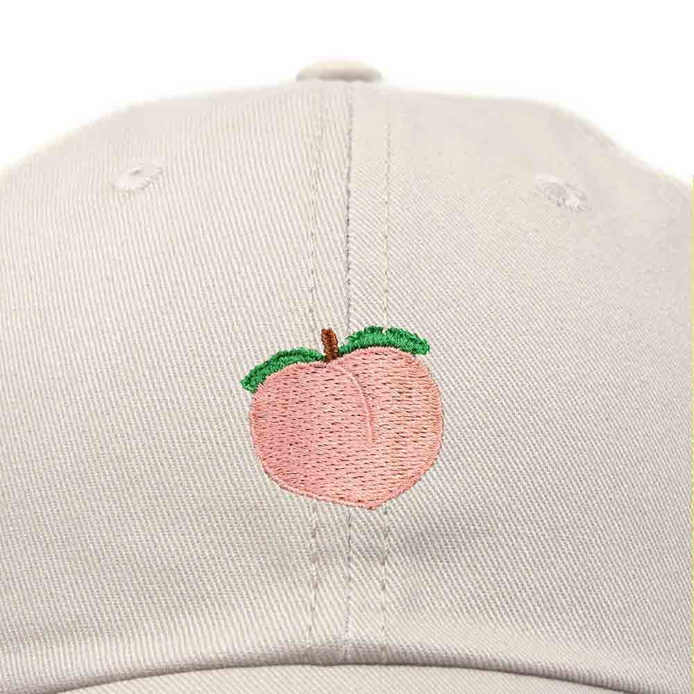 Dalix Peach Embroidered Dad Cap Cotton Baseball Hat Women in Khaki