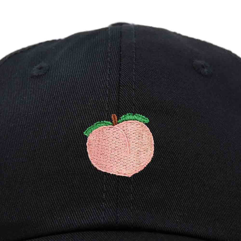 Dalix Peach Embroidered Dad Cap Cotton Baseball Hat Women in Black