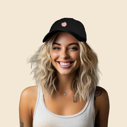 Dalix Peach Embroidered Dad Cap Cotton Baseball Hat Women in Gold
