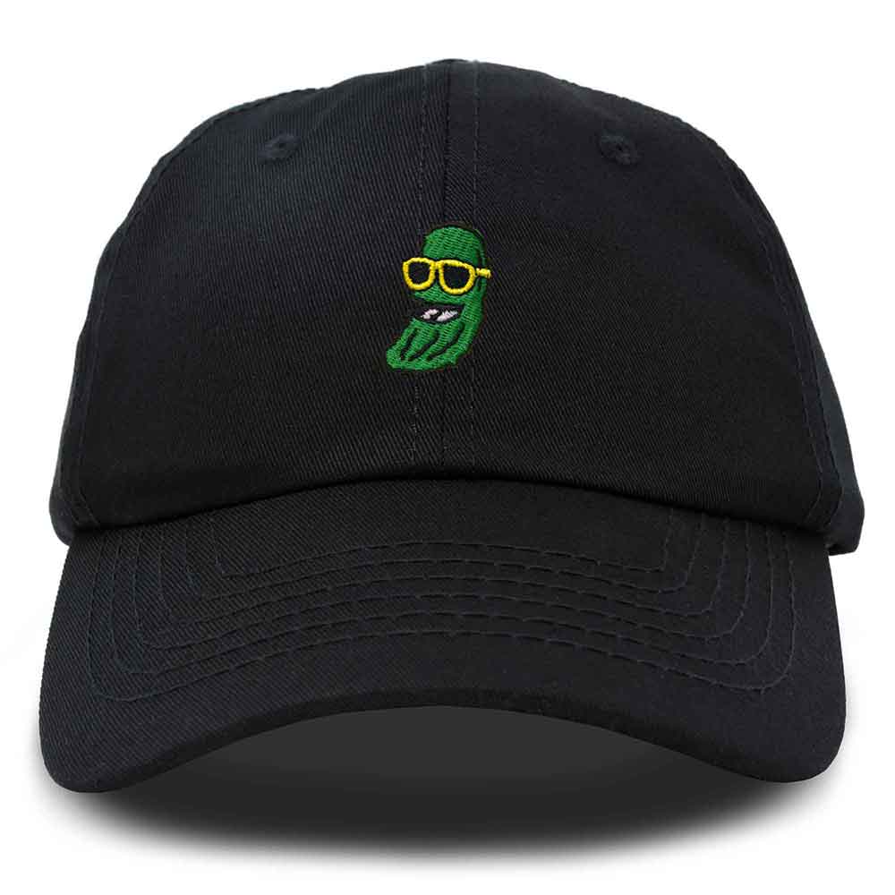 Dalix Pickle Dude Cap Embroidered Mens Cotton Baseball Hat in Washed Black