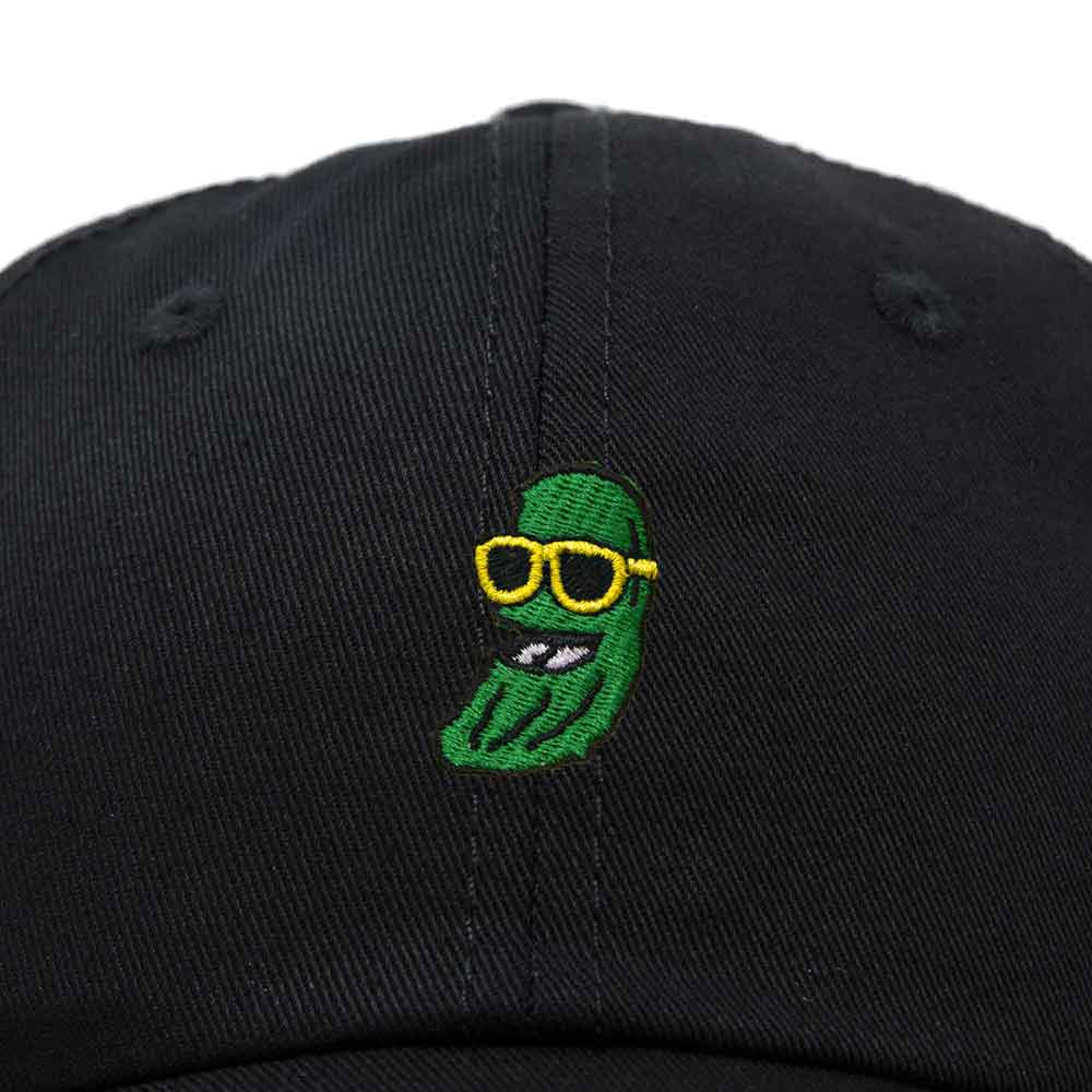 Dalix Pickle Dude Cap Embroidered Mens Cotton Baseball Hat in Washed Black