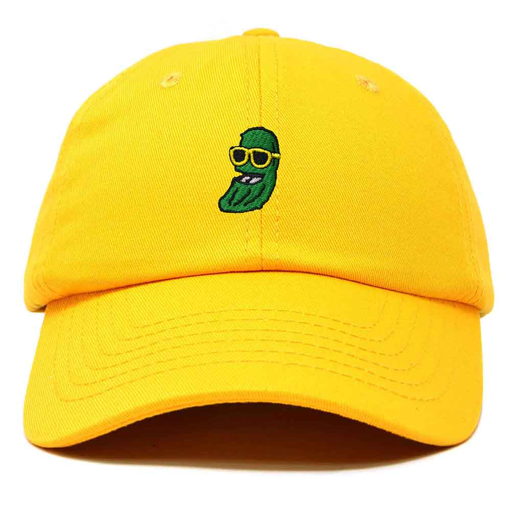 Dalix Pickle Dude Cap Embroidered Mens Cotton Baseball Hat in Gold