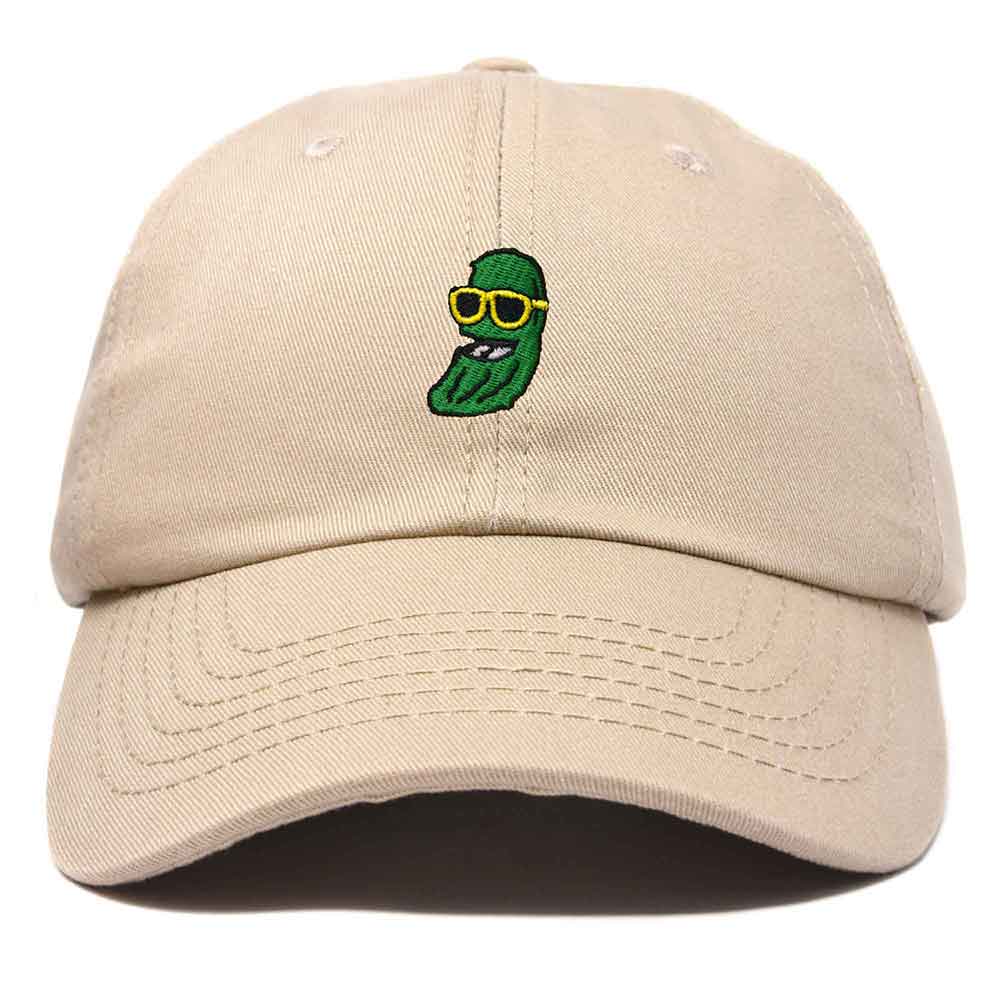 Dalix Pickle Dude Cap Embroidered Mens Cotton Baseball Hat in Khaki