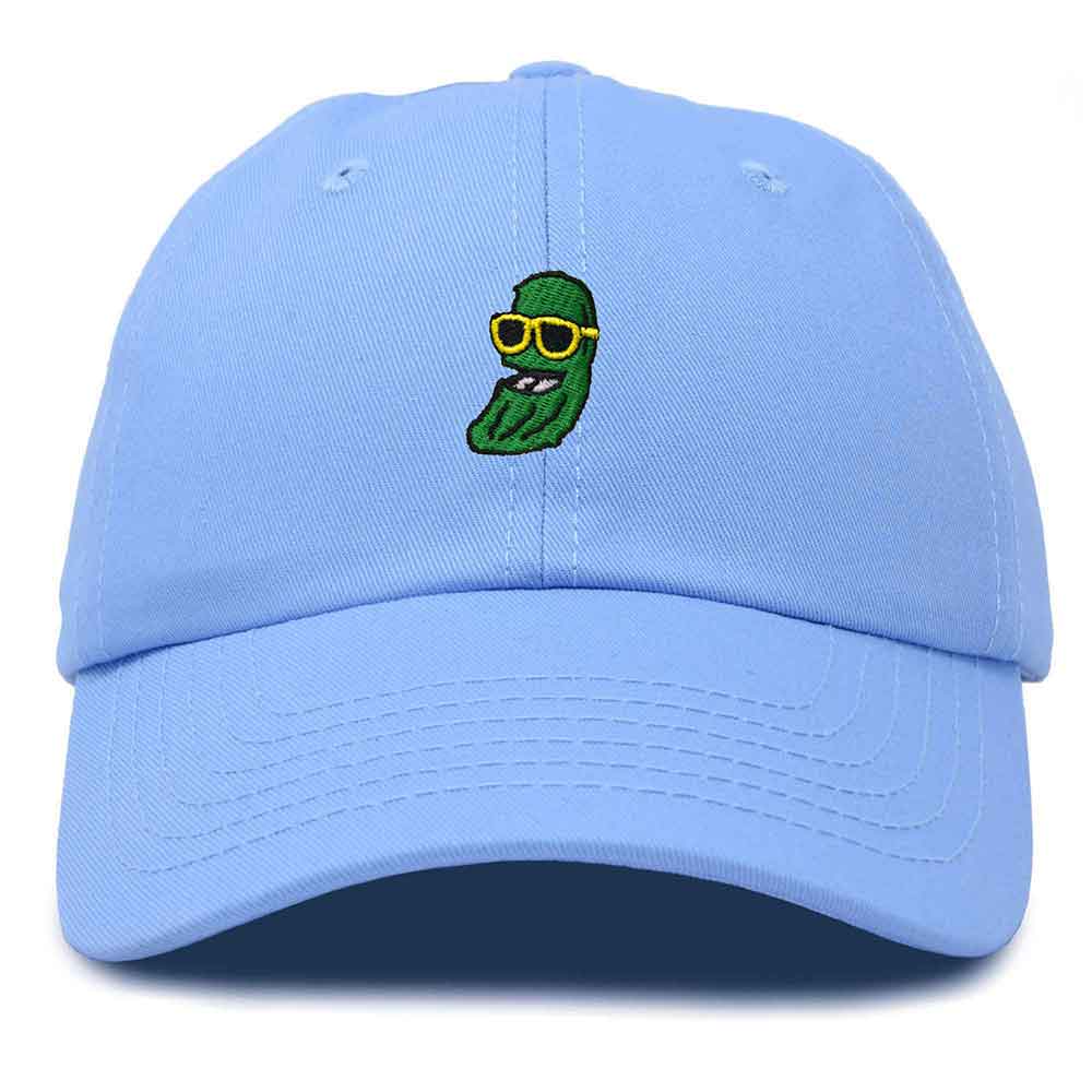 Dalix Pickle Dude Cap Embroidered Mens Cotton Baseball Hat in Light Blue