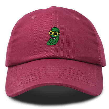 Dalix Pickle Dude Cap Embroidered Mens Cotton Baseball Hat in Maroon