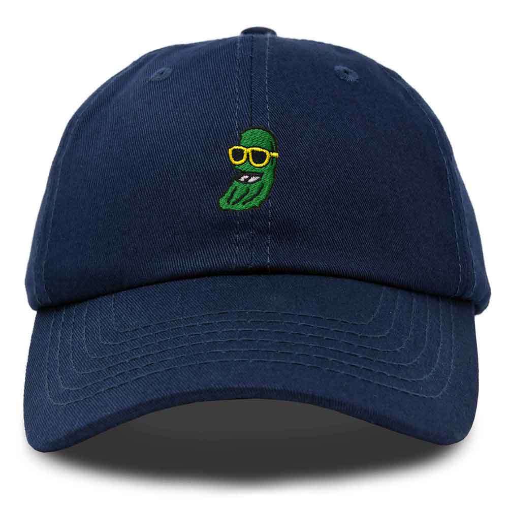 Dalix Pickle Dude Cap Embroidered Mens Cotton Baseball Hat in Washed Navy Blue