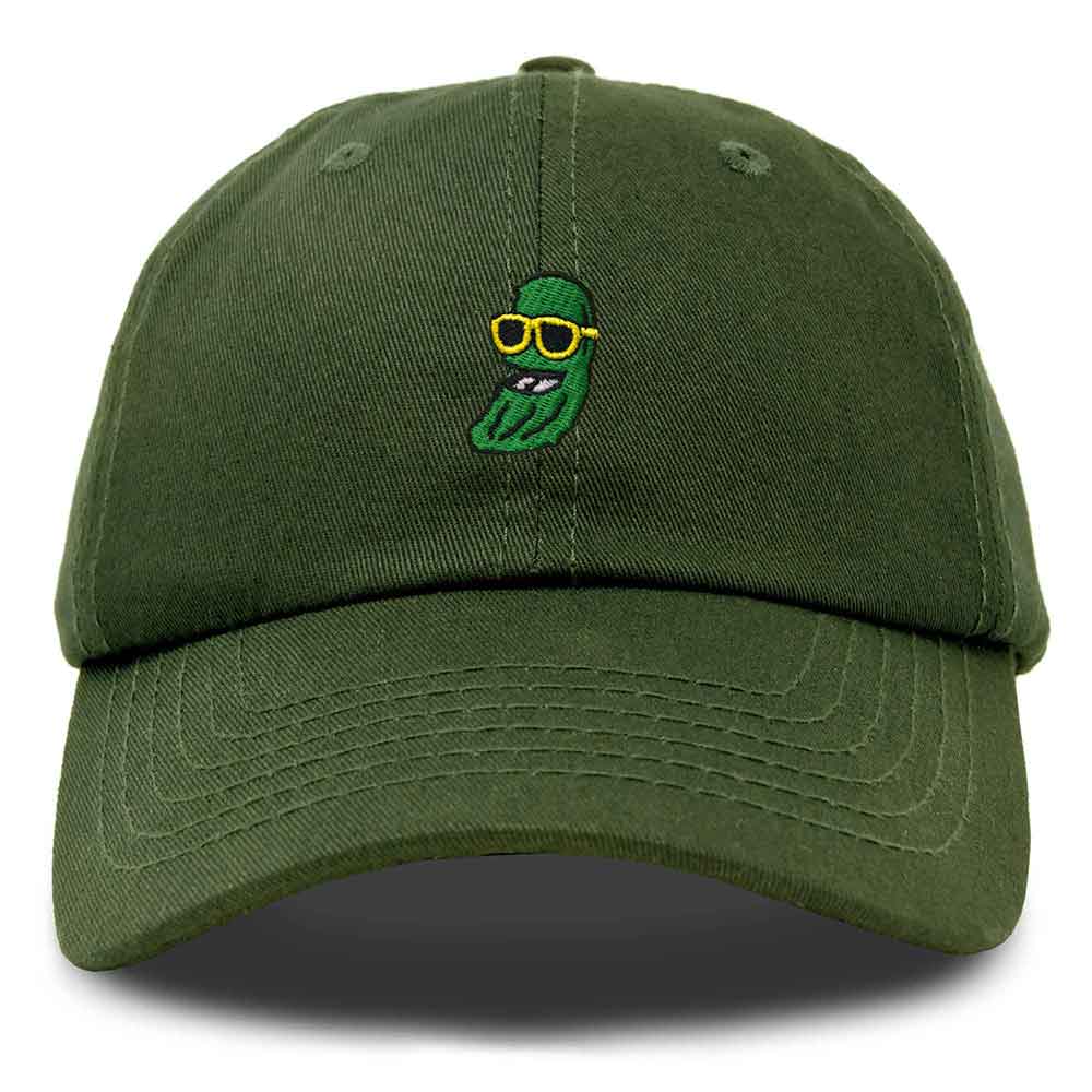 Dalix Pickle Dude Cap Embroidered Mens Cotton Baseball Hat in Olive