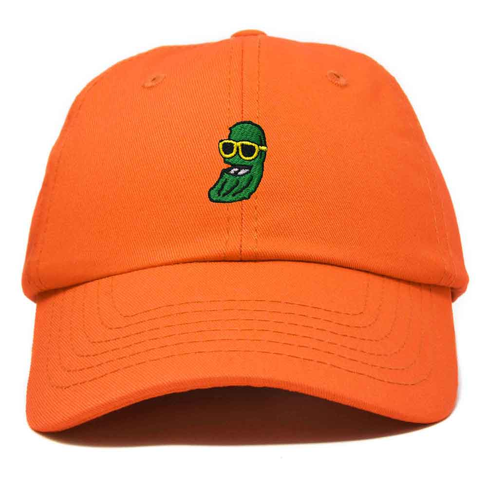 Dalix Pickle Dude Cap Embroidered Mens Cotton Baseball Hat in Orange