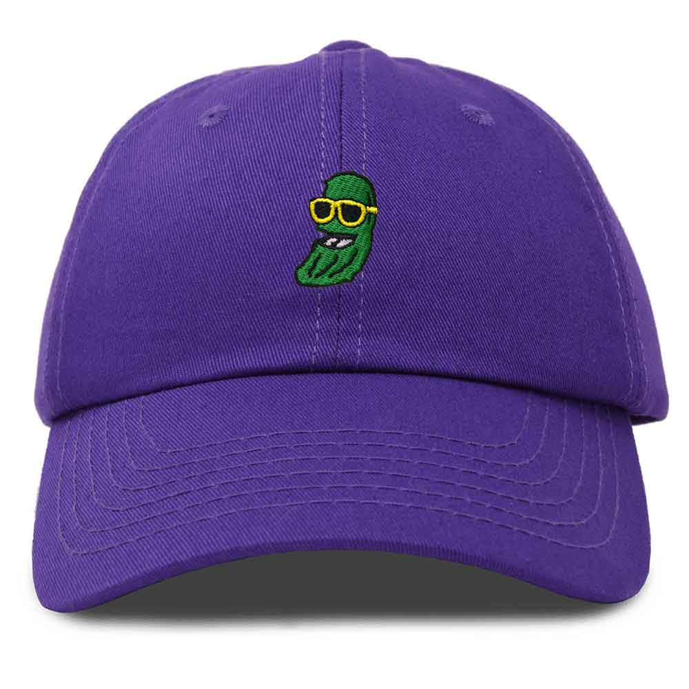 Dalix Pickle Dude Cap Embroidered Mens Cotton Baseball Hat in Purple