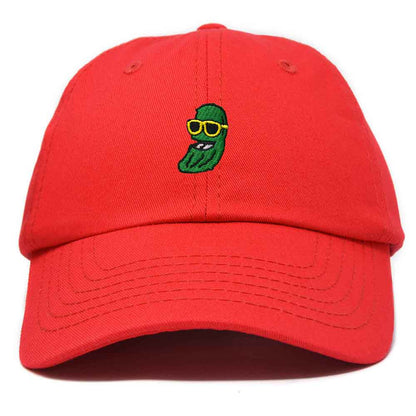 Dalix Pickle Dude Cap Embroidered Mens Cotton Baseball Hat in Red