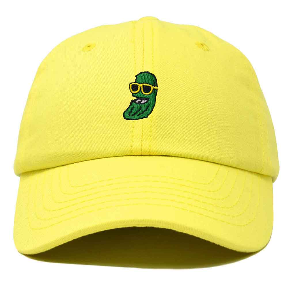Dalix Pickle Dude Cap Embroidered Mens Cotton Baseball Hat in Yellow