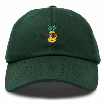 Dalix Pineapple Embroidered Cap Cotton Baseball Summer Cool Dad Hat Mens in Dark Green