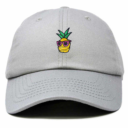 Dalix Pineapple Embroidered Cap Cotton Baseball Summer Cool Dad Hat Mens in Gray