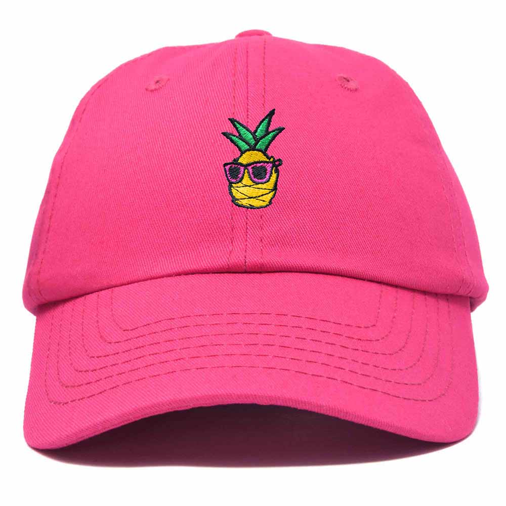 Dalix Pineapple Embroidered Cap Cotton Baseball Summer Cool Dad Hat Mens in Hot Pink