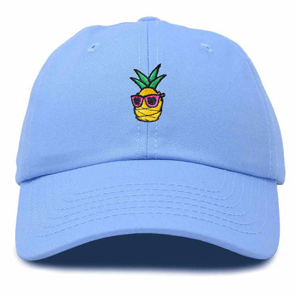 Dalix Pineapple Embroidered Cap Cotton Baseball Summer Cool Dad Hat Mens in Light Blue