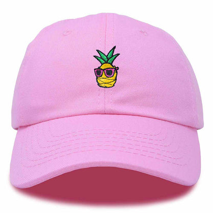 Dalix Pineapple Embroidered Cap Cotton Baseball Summer Cool Dad Hat Mens in Light Pink