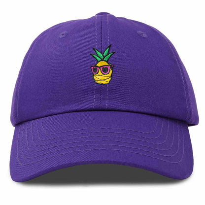 Dalix Pineapple Embroidered Cap Cotton Baseball Summer Cool Dad Hat Mens in Purple