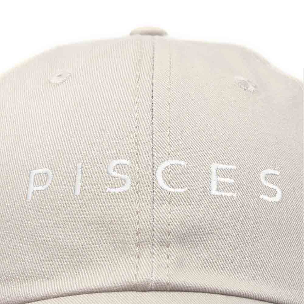 Dalix Pisces Dad Hat Embroidered Zodiac Astrology Cotton Baseball Cap in Khaki