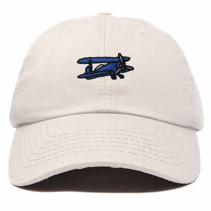Dalix Propeller Plane Embroidered Cap Cotton Baseball Hat Airplane Men in Beige