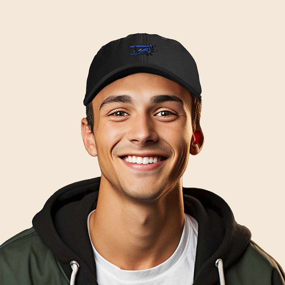 Dalix Propeller Plane Embroidered Cap Cotton Baseball Hat Airplane Men in Black