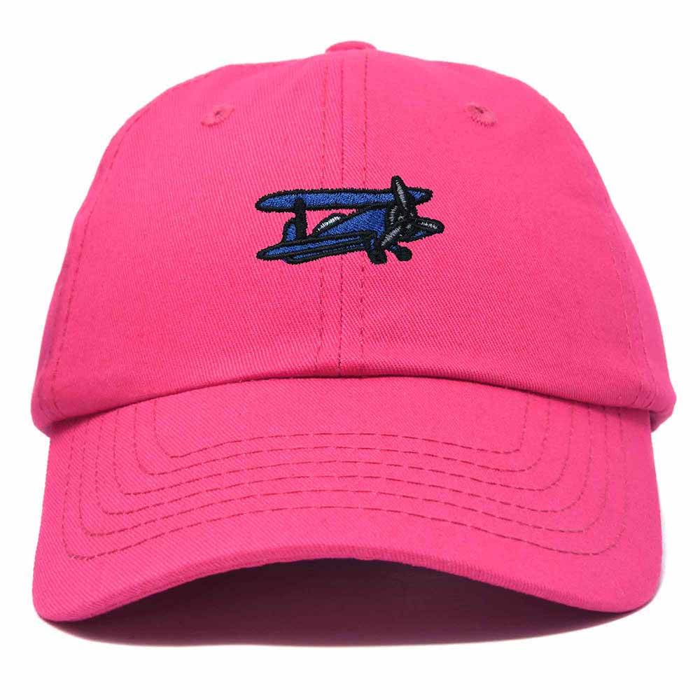 Dalix Propeller Plane Embroidered Cap Cotton Baseball Hat Airplane Men in Hot Pink