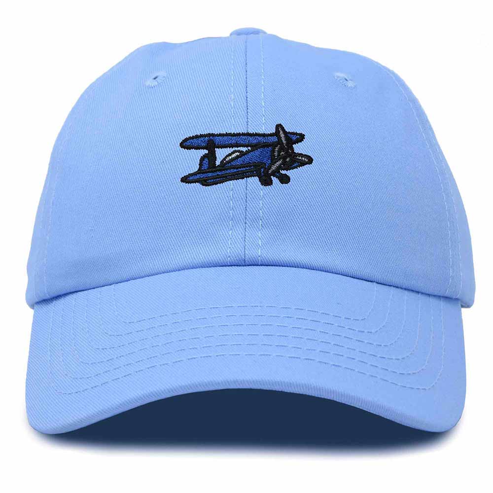 Dalix Propeller Plane Embroidered Cap Cotton Baseball Hat Airplane Men in Light Blue