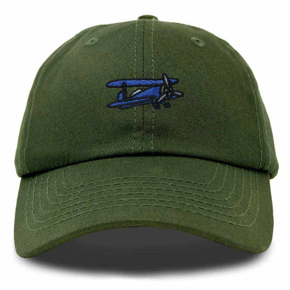 Dalix Propeller Plane Embroidered Cap Cotton Baseball Hat Airplane Men in Olive