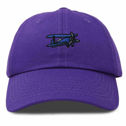 Dalix Propeller Plane Embroidered Cap Cotton Baseball Hat Airplane Men in Purple