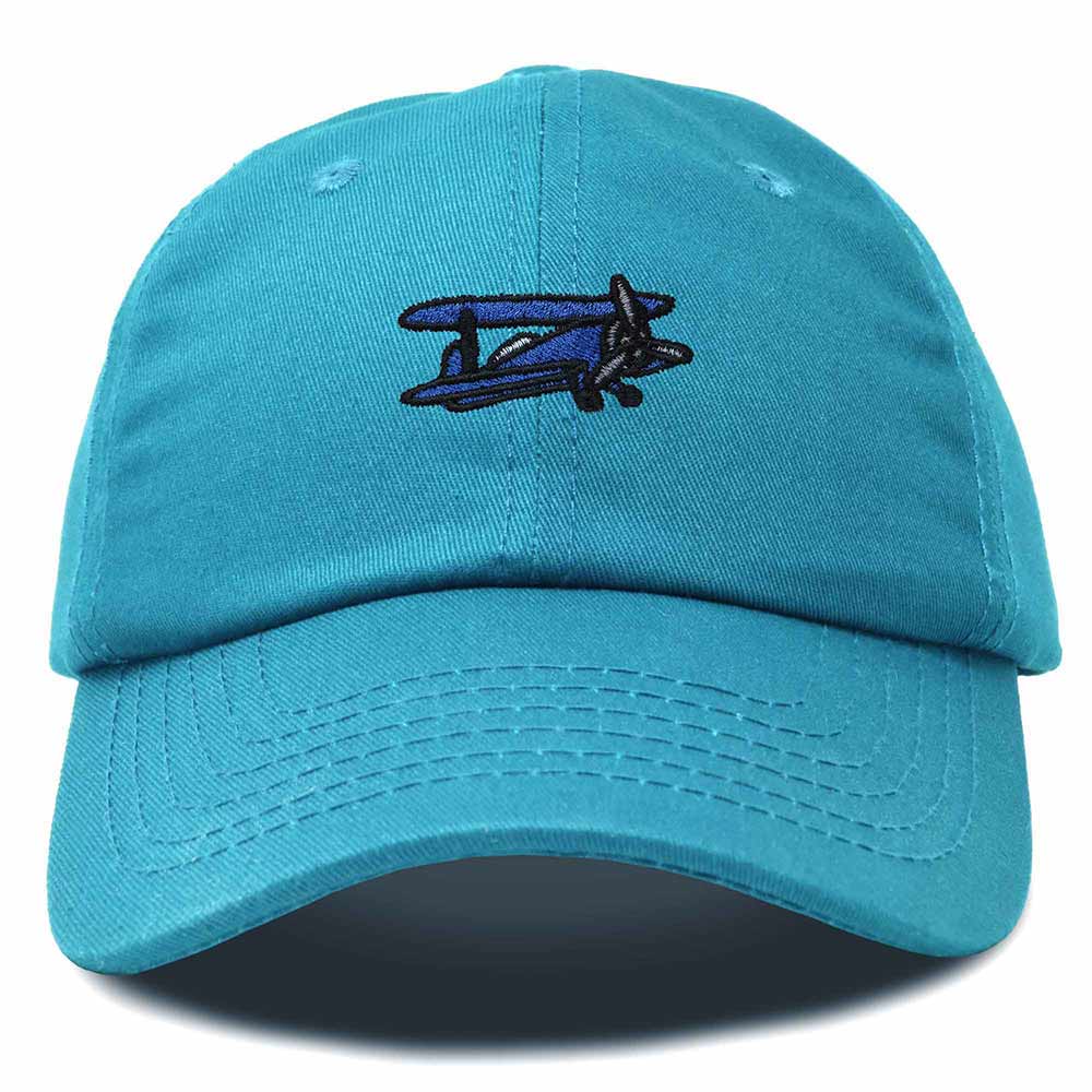 Dalix Propeller Plane Embroidered Cap Cotton Baseball Hat Airplane Men in Teal