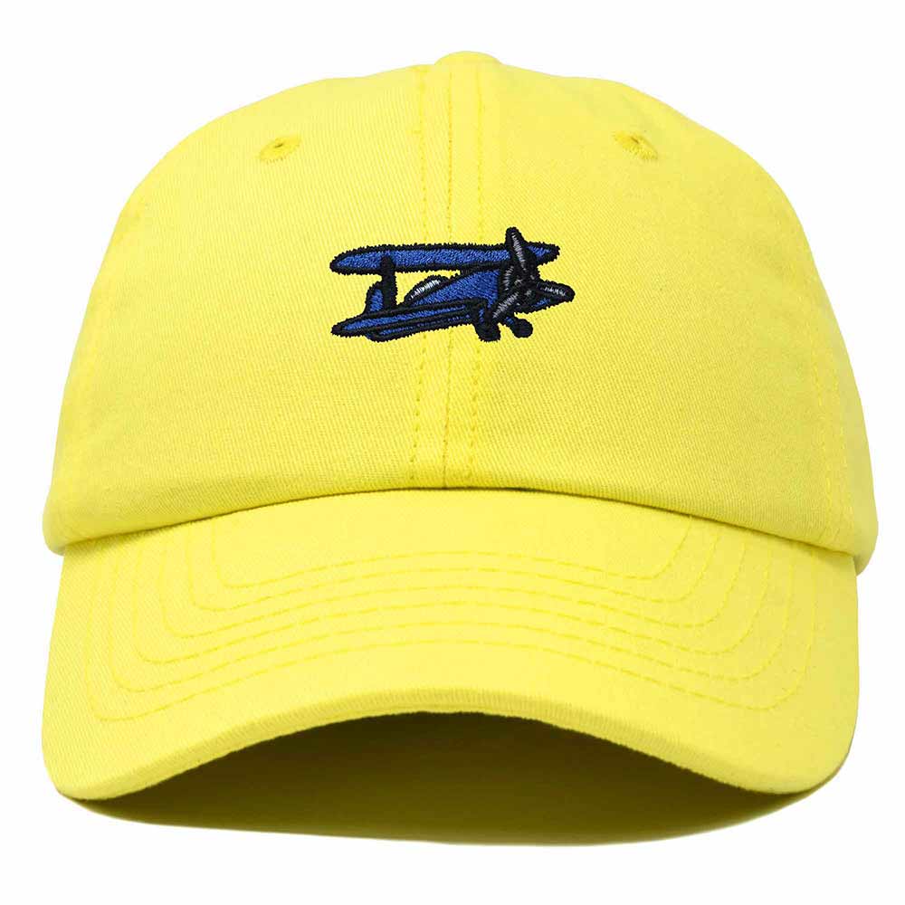 Dalix Propeller Plane Embroidered Cap Cotton Baseball Hat Airplane Men in Yellow