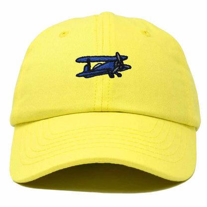 Dalix Propeller Plane Embroidered Cap Cotton Baseball Hat Airplane Men in Yellow
