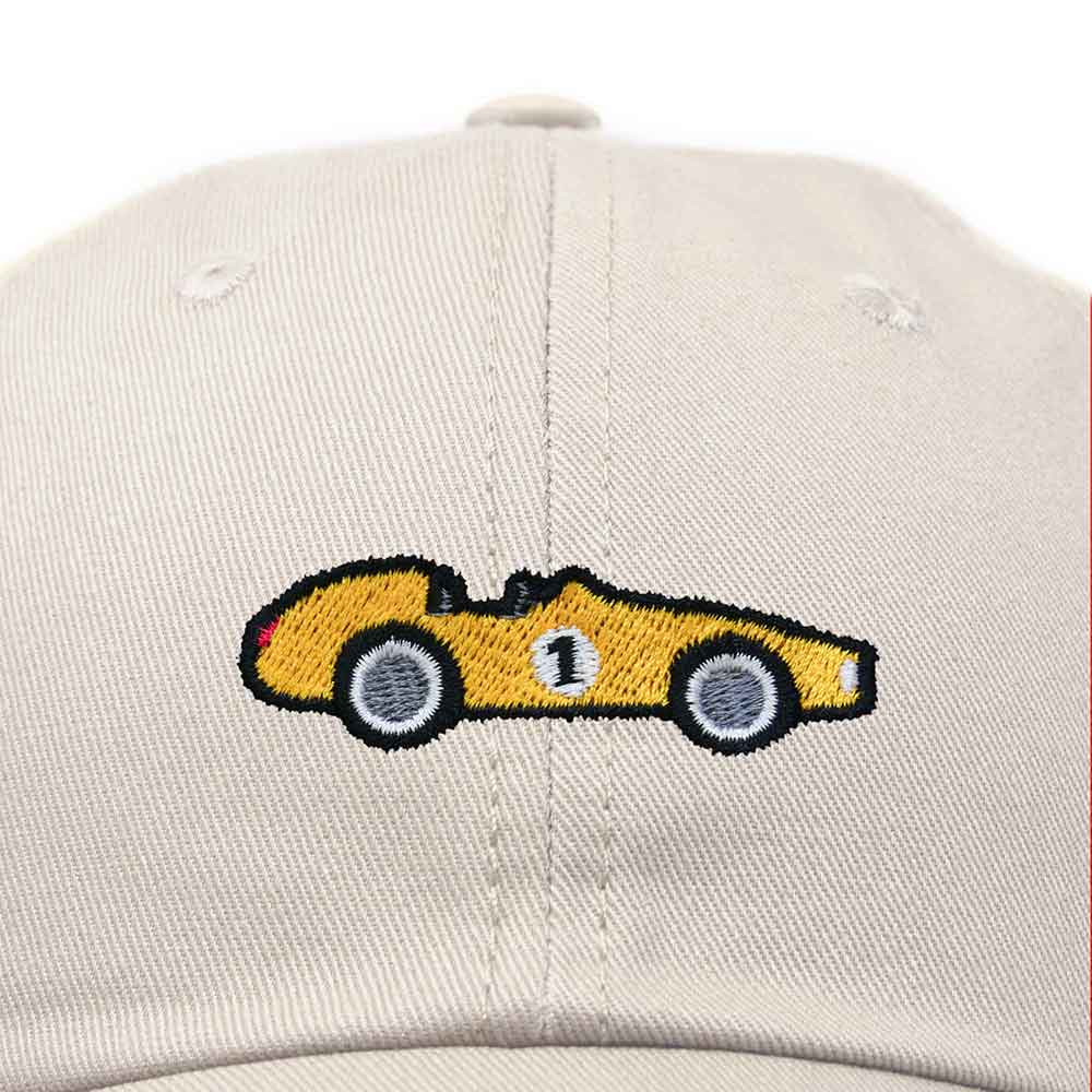 Dalix Race Car Embroidered Dad Cap Classic Cotton Baseball Hat Mens in Khaki