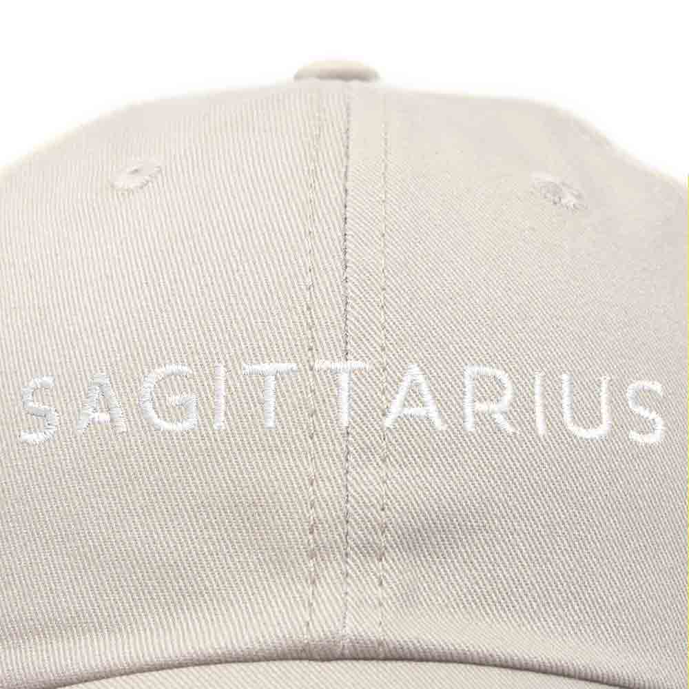 Dalix Sagittarius Dad Hat Embroidered Zodiac Astrology Cotton Baseball Cap in Khaki