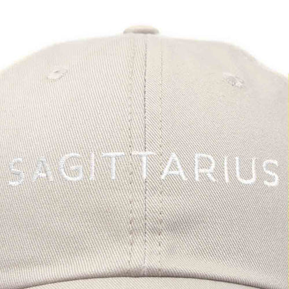 Dalix Sagittarius Dad Hat Embroidered Zodiac Astrology Cotton Baseball Cap in Khaki