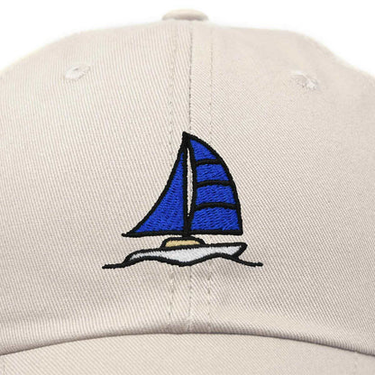 Dalix Sailboat Hat Embroidered Cotton Baseball Dad Cap Men in Khaki