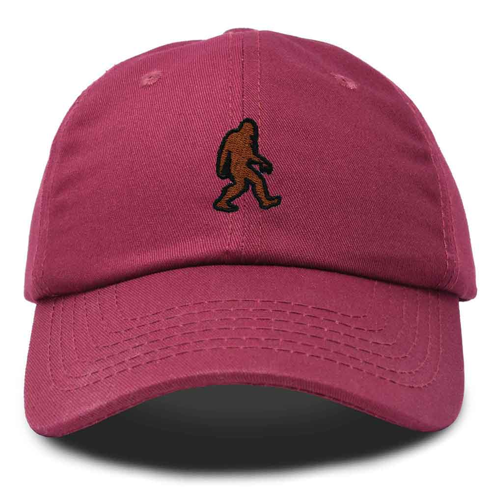 Dalix Sasquatch Embroidered Cap Cotton Baseball Summer Cool Dad Hat Mens in Maroon
