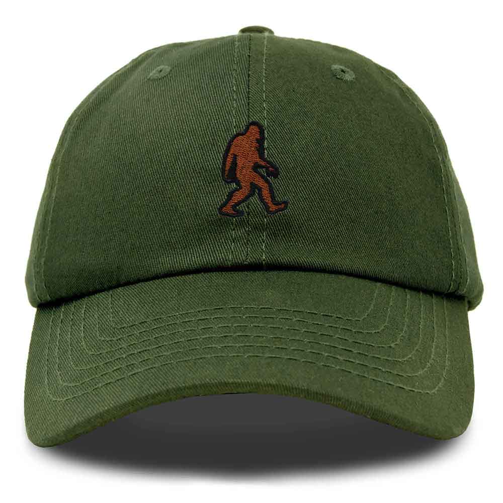 Dalix Sasquatch Embroidered Cap Cotton Baseball Summer Cool Dad Hat Mens in Olive