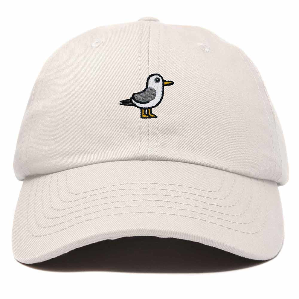 Dalix Seagull Embroidered Cap Cotton Baseball Hat Bird Womens in Beige